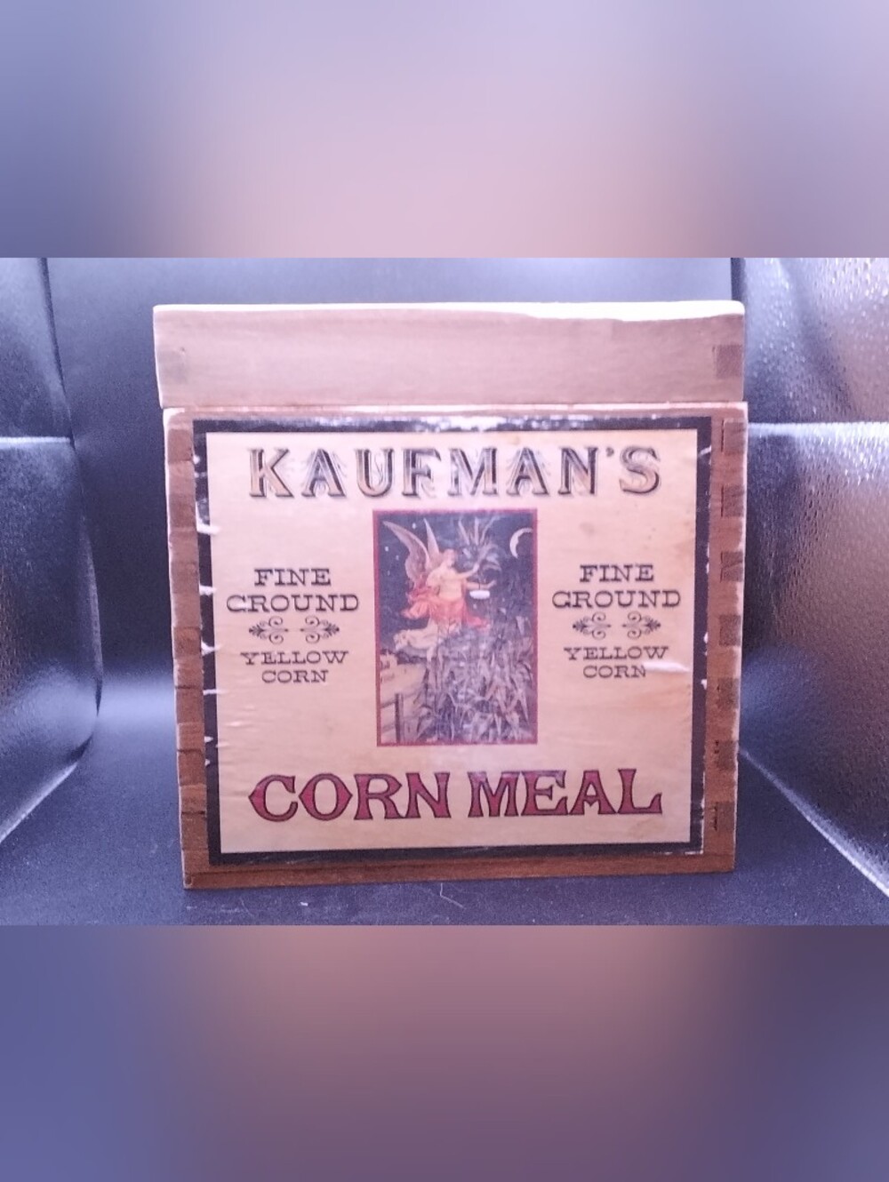 Vintage Wooden Box W Lid Label Added
